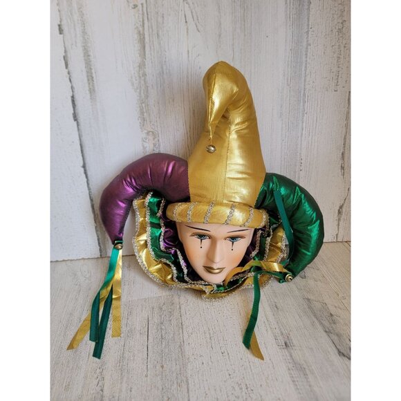 Ceramic hanging jester face clown home decor figure vintage - Picture 1 of 9